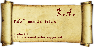 Körmendi Alex névjegykártya